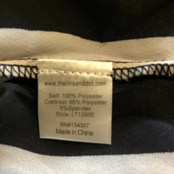 Line & Dot Stripe Long Sleeve Sheer Blouse Size M - Picture 6 of 6